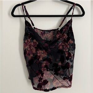 Nasty Gal Black & Burgundy Floral Camisole 🥀